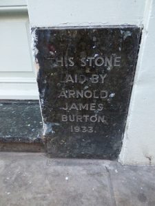 Former Burton store foundation stone, Lincoln, 2018