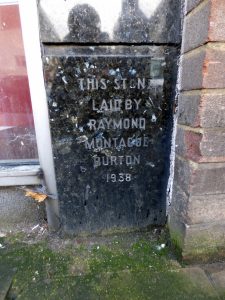Former Burton store foundation stone, Crystal Palace, London, 2017