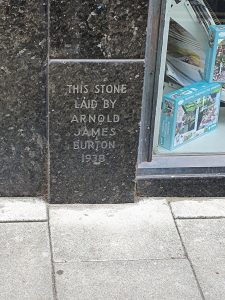 Former Burton store foundation stone, Aberystwyth, 2021