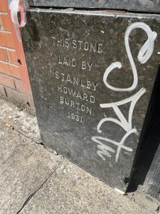 Former Burton foundation stone, 103 Oldham Street, Manchester, 2023