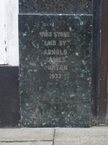 Former Burton store foundation stone, Peterborough, 2025