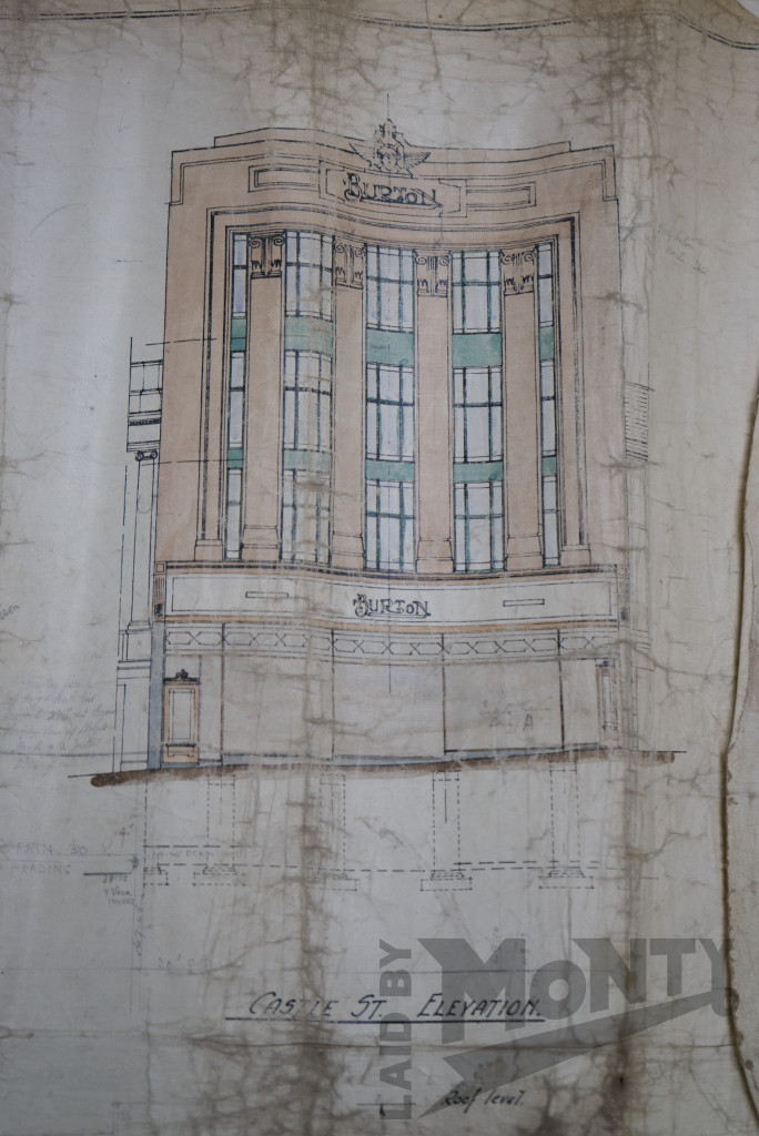 1931 architectural drawing for new Burton store at 7-8 Castle Street, Swansea