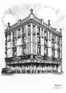 Original Burton store, High Street, Belfast, shown in the Burton 25th anniversary booklet