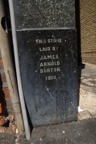Former Burton store foundation stone, East Ham, London, 2022