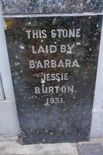 Former Burton Store foundation stone, Wood Green, London, 2023
