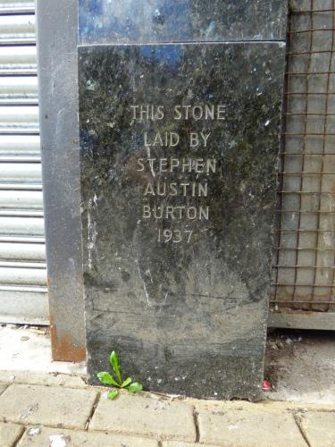 Former Burton store foundation stone, Neath, 2015