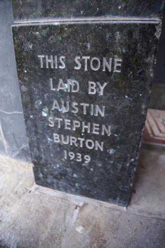 Former Burton store foundation stone, Stroud, 2019